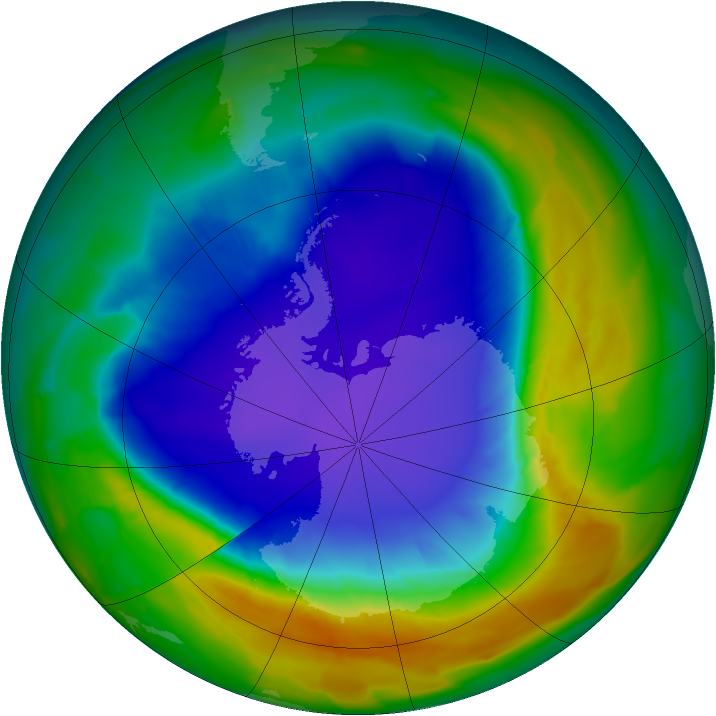Antarctic ozone map for 01 October 2013